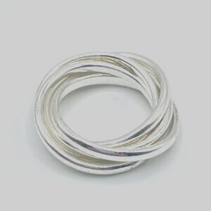 Unique Interlocking Silver Plated Band Rolling Ring Size 7